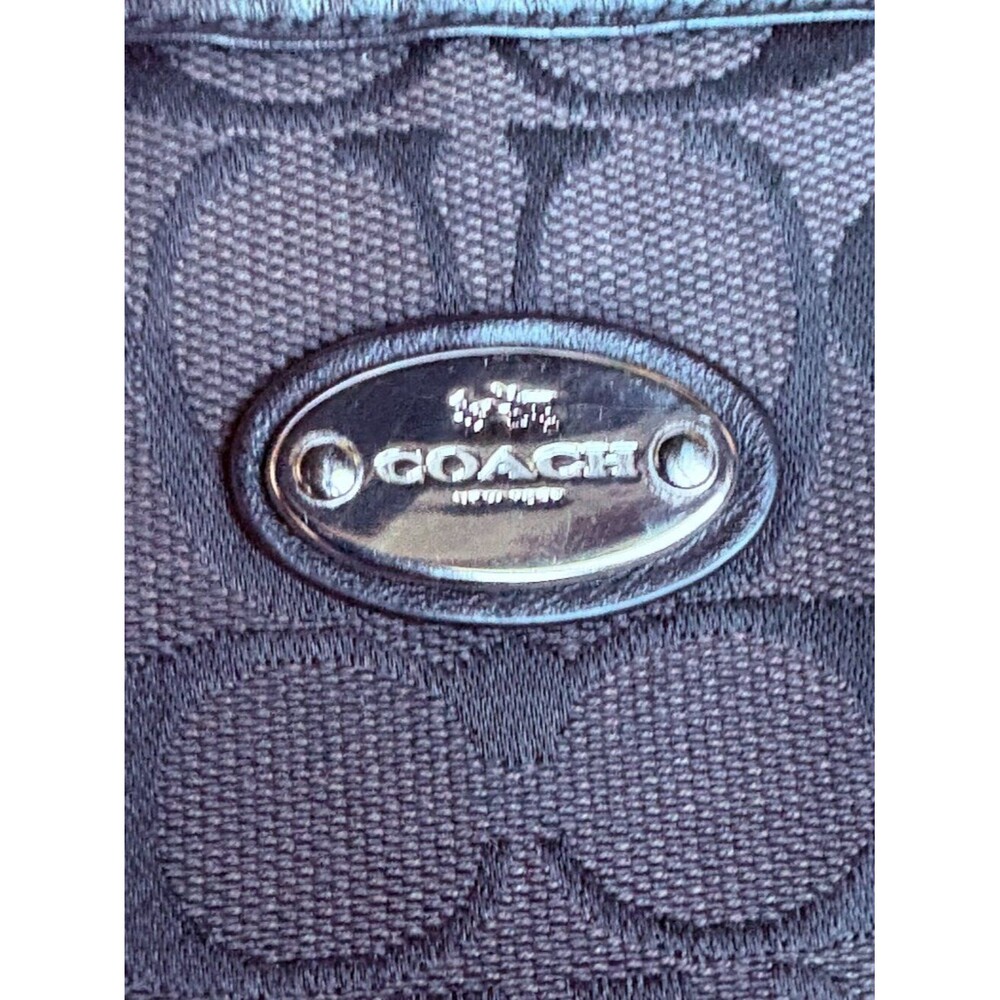 Coach Fiona Zip Top Tote Canvas Black/Walnut Purse - Picture 3 of 6